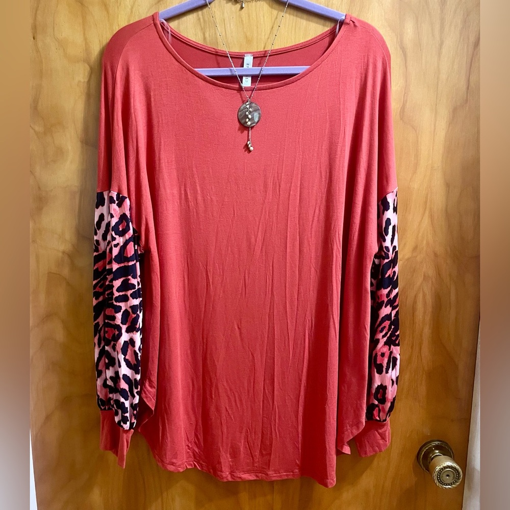 Emerald Orange and Brown Oversized Tunic 1X - Picture 1 of 7